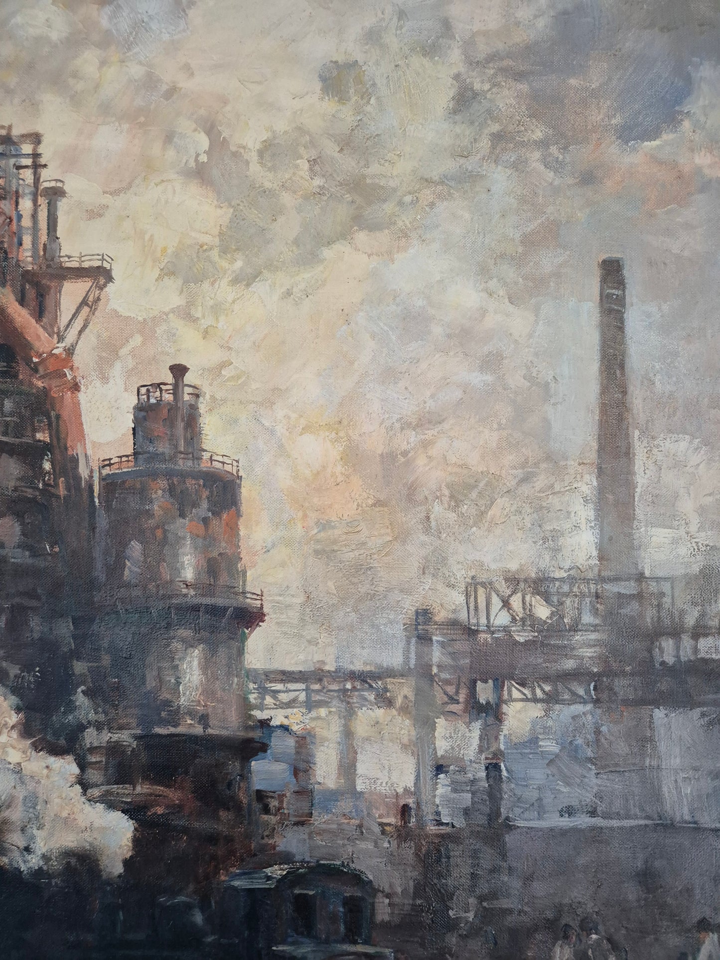 Hermann Schmidtmann (1841-1919) Ölgemälde Industrieanlage Hochofen