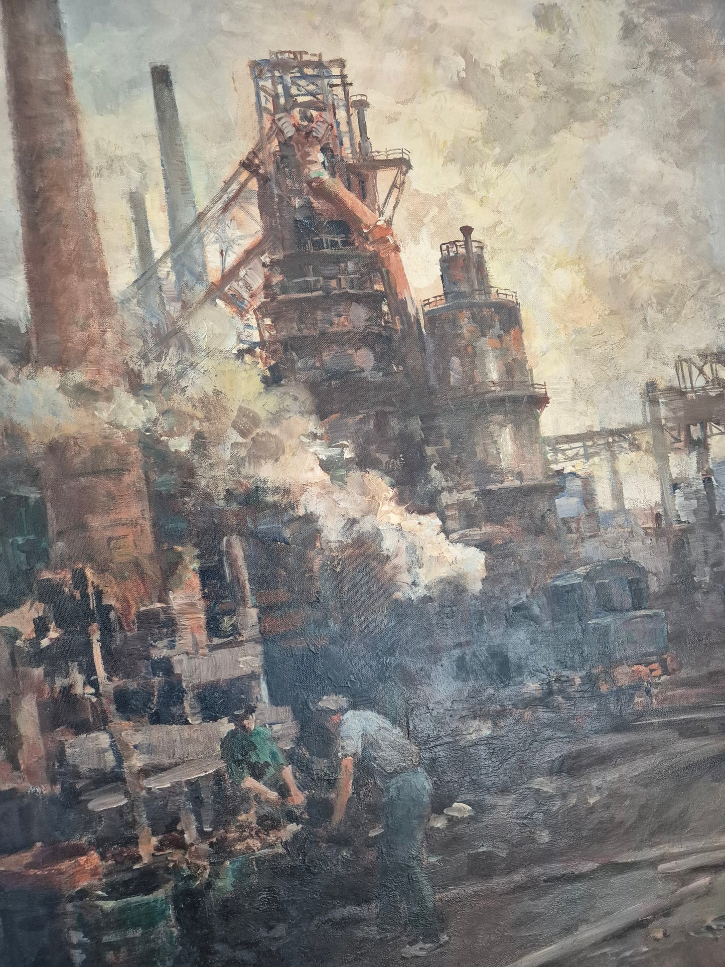 Hermann Schmidtmann (1841-1919) Ölgemälde Industrieanlage Hochofen