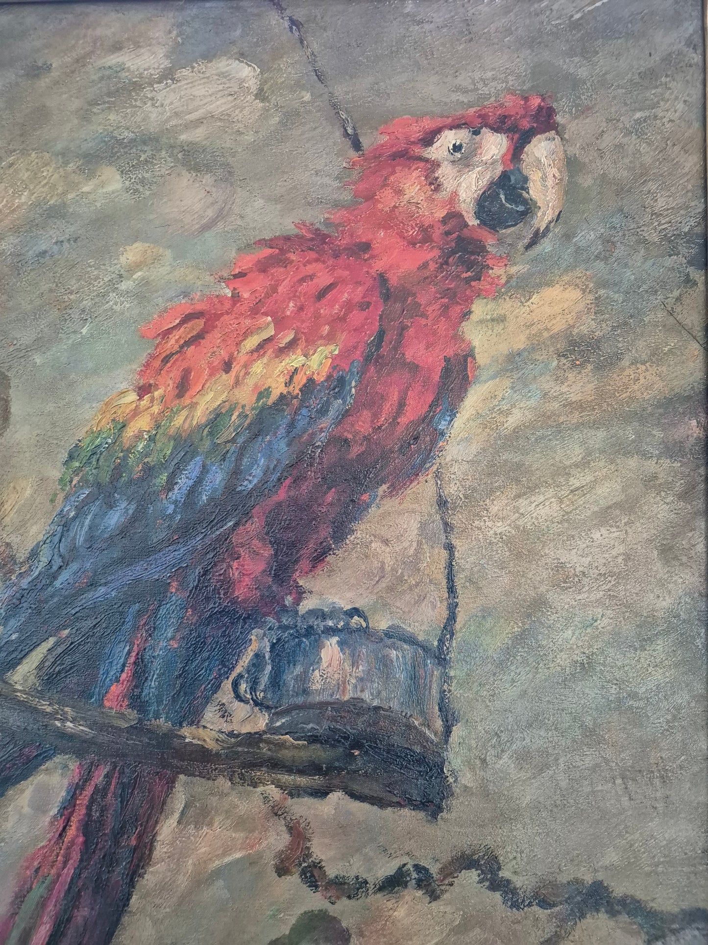 Oskar Frey (1883-1966) Ölgemälde Papagei mit Buntem Gefieder 82x65cm