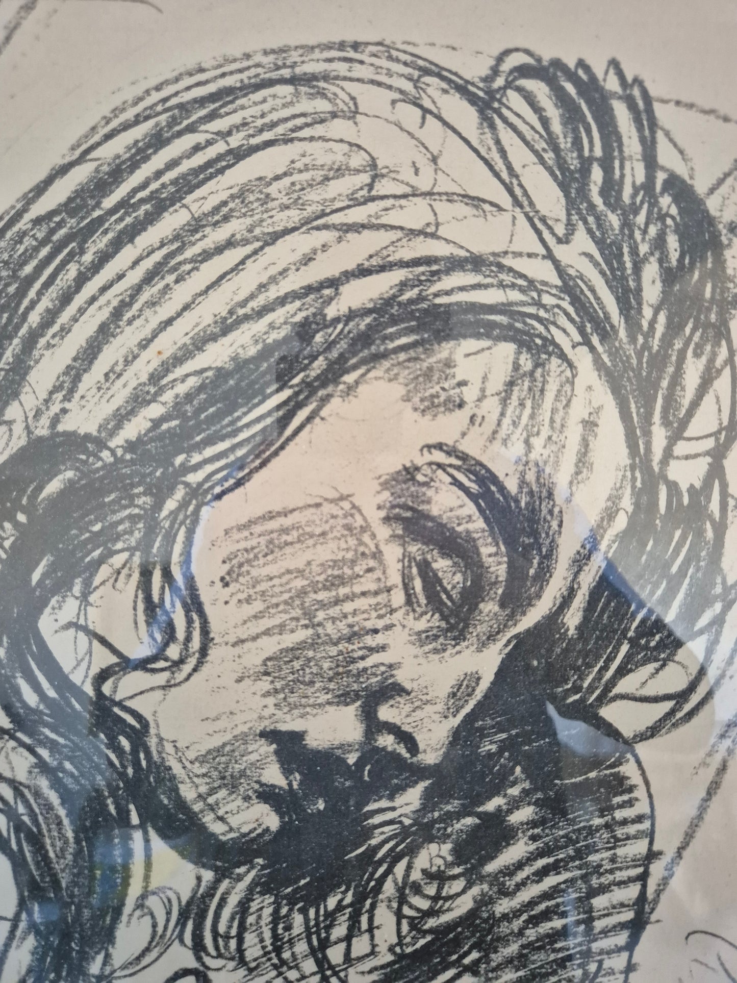 Bartholomäus Marks (XX) Lithographie Frauenkopf Portrait 71x55cm