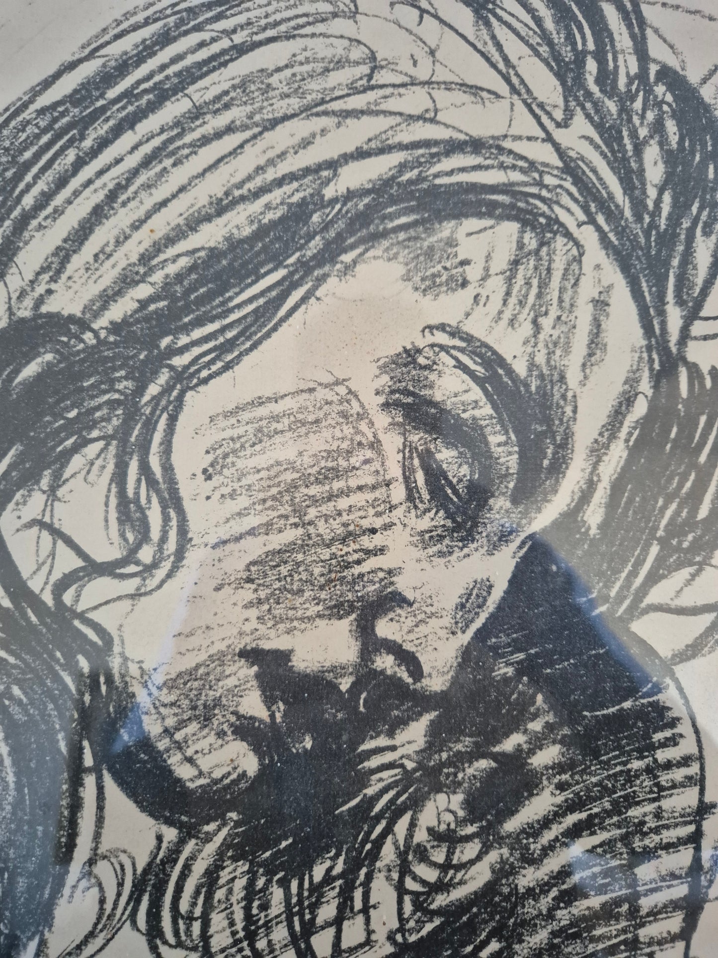 Bartholomäus Marks (XX) Lithographie Frauenkopf Portrait 71x55cm