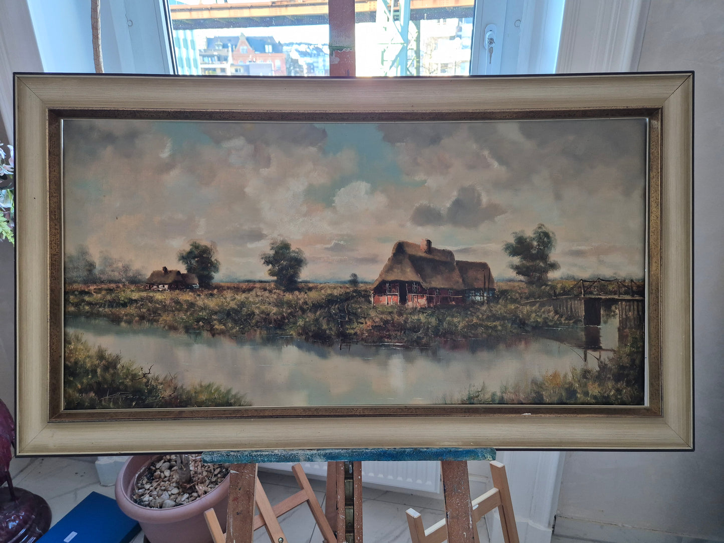 Gerd Loboda-Bonnard (XX) Landschaft mit Bauernhaus am See