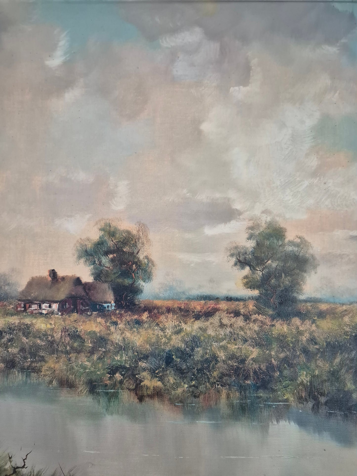 Gerd Loboda-Bonnard (XX) Landschaft mit Bauernhaus am See