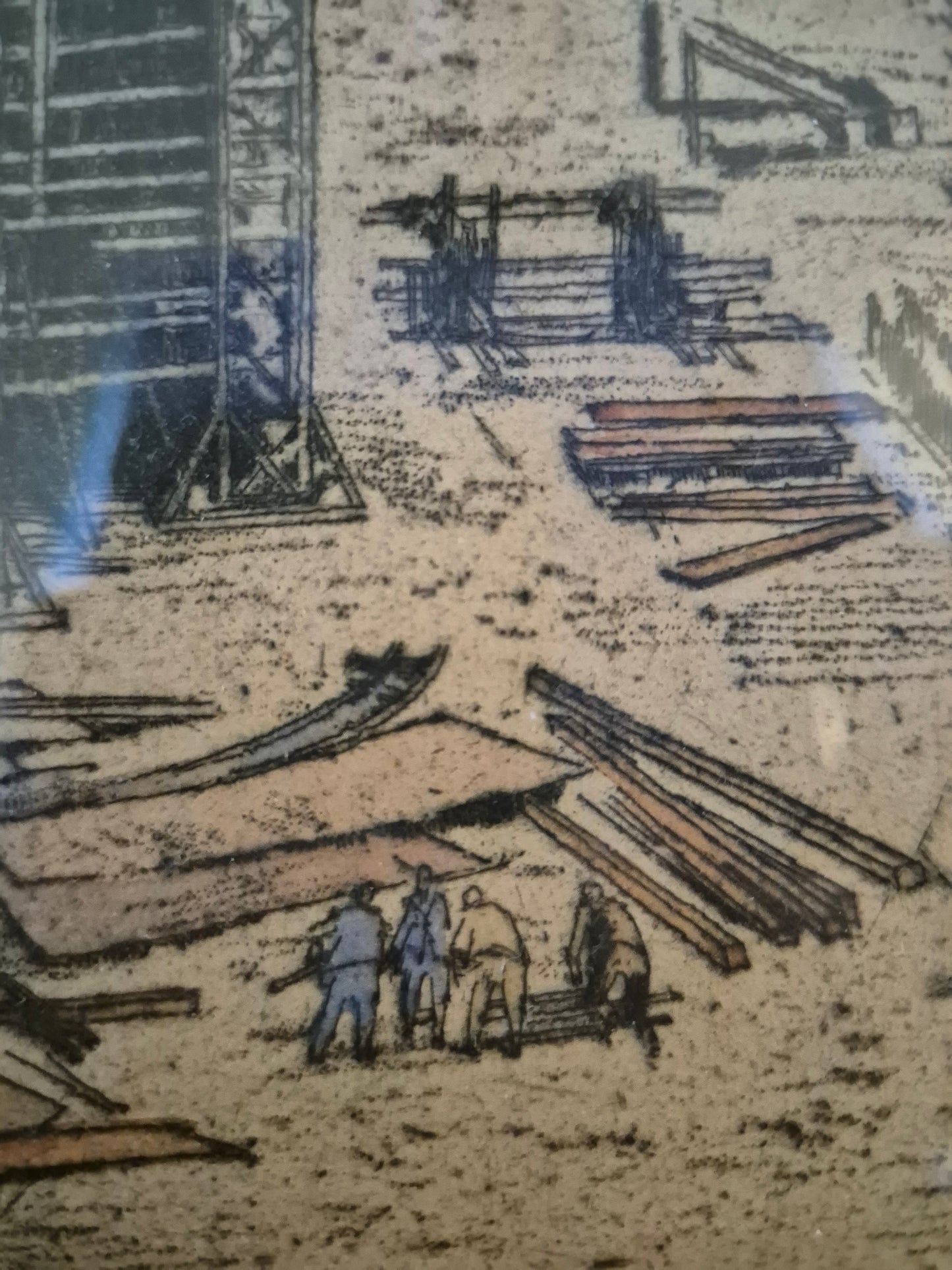 Bruno Reinhold (1891-?) Radierung Hamburger Hafen Schiffswerft Steinwerder