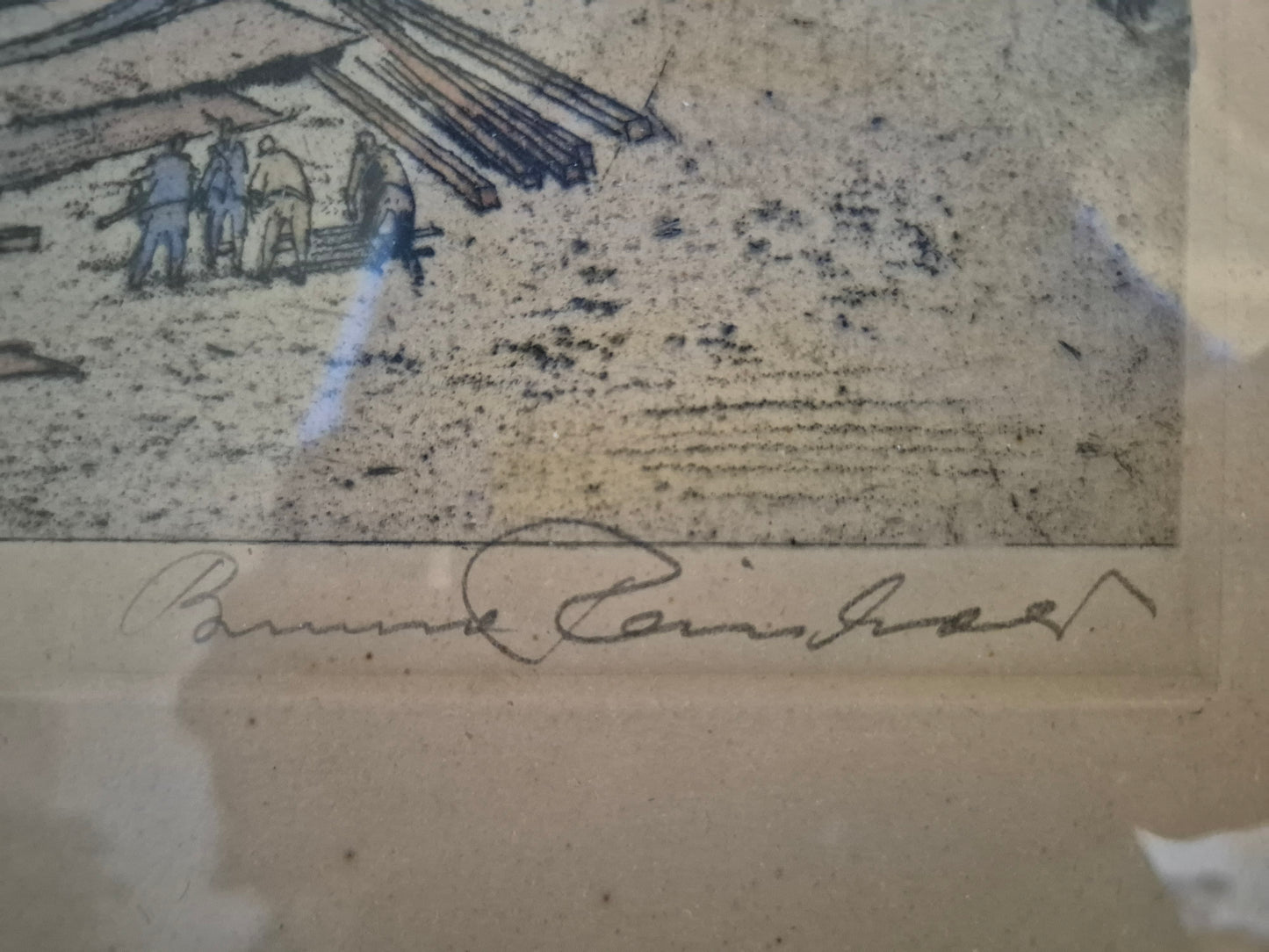 Bruno Reinhold (1891-?) Radierung Hamburger Hafen Schiffswerft Steinwerder