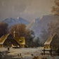 G. Heinz (XX) Ölgemälde Winterlandschaft Eislandschaft mit Dorf 34x39cm