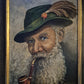 W. Fränke (1969) Ölgemälde Portrait Bärtiger Mann mit Pfeife 37x31,5cm