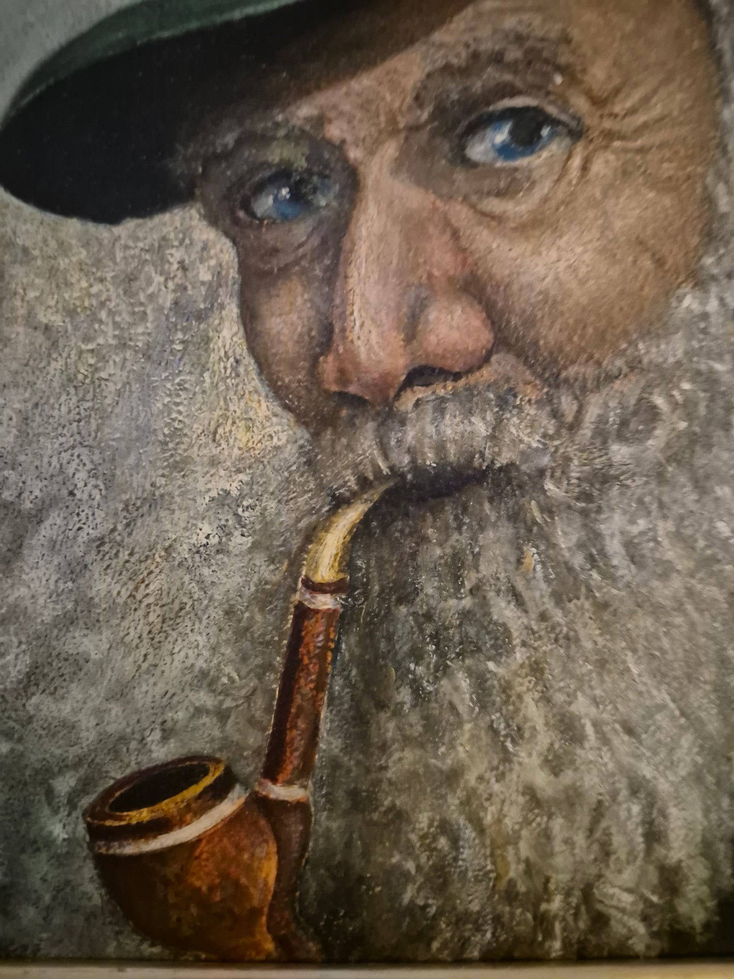 W. Fränke (1969) Ölgemälde Portrait Bärtiger Mann mit Pfeife 37x31,5cm