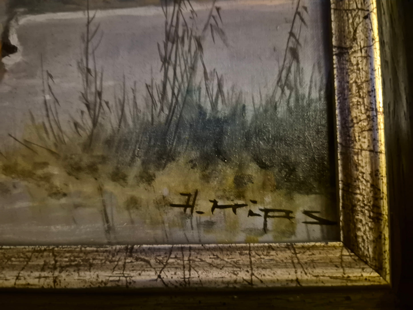 Helmut Kips (geb. 1937) Ölgemälde zwei Enten im Landeanflug auf einen See