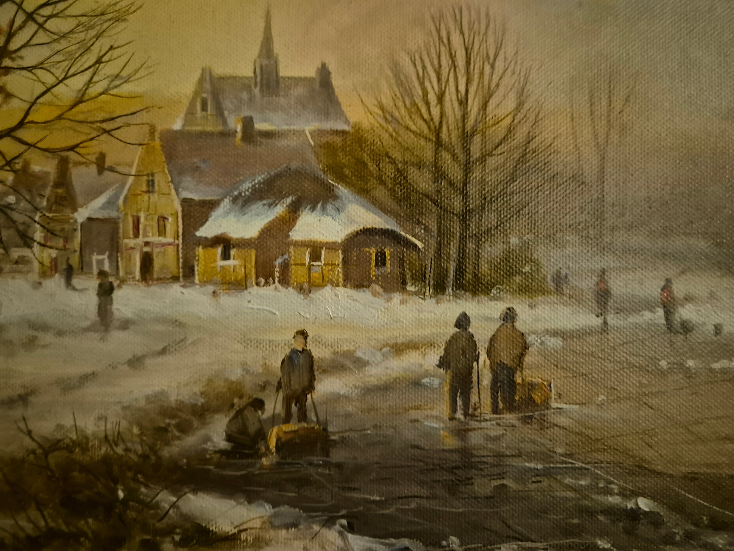 Helmut Kips (geb.1937) Ölgemälde Winterlandschaft mit kleinem Dorf