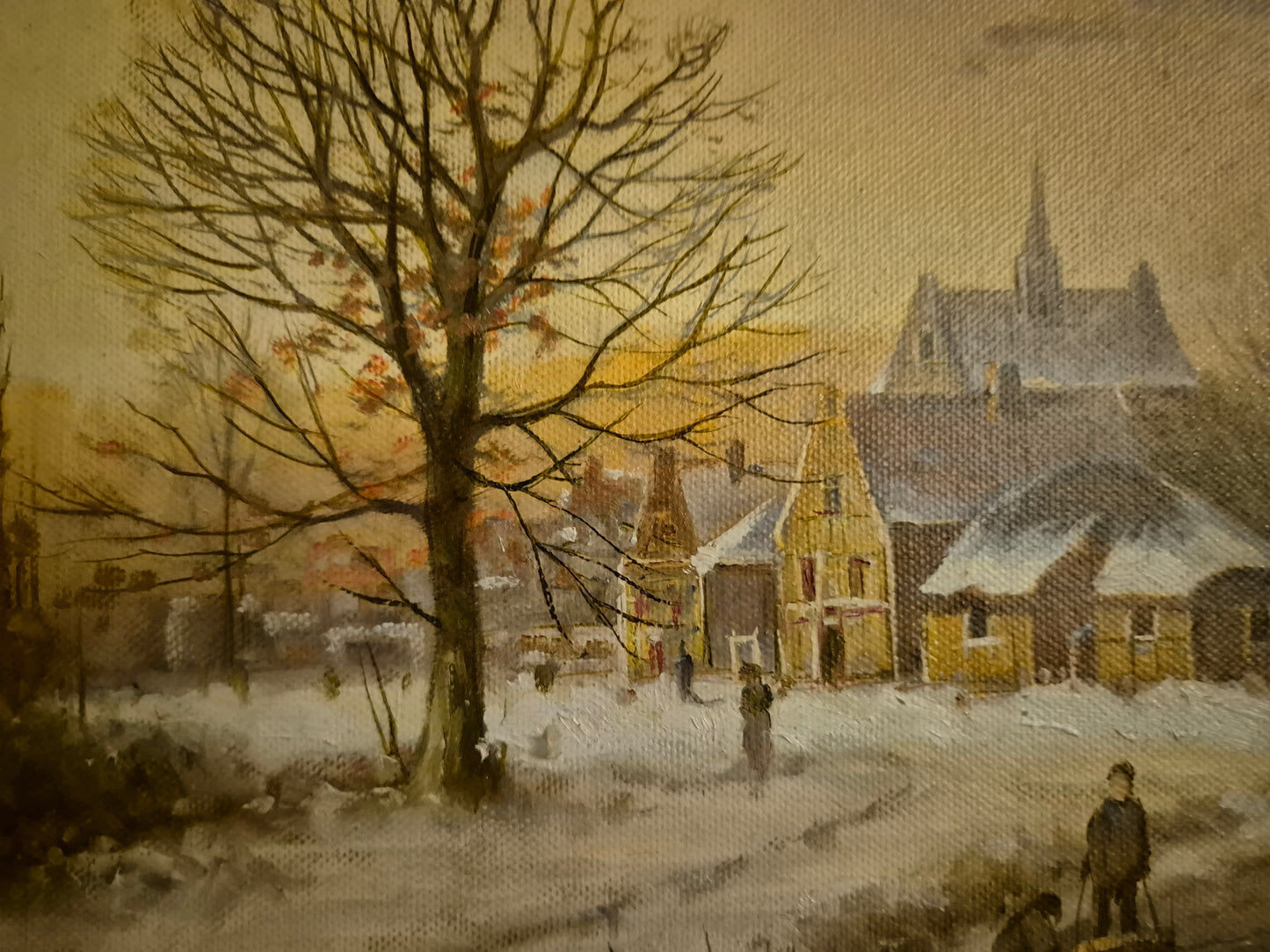 Helmut Kips (geb.1937) Ölgemälde Winterlandschaft mit kleinem Dorf