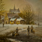Helmut Kips (geb.1937) Ölgemälde Winterlandschaft mit kleinem Dorf