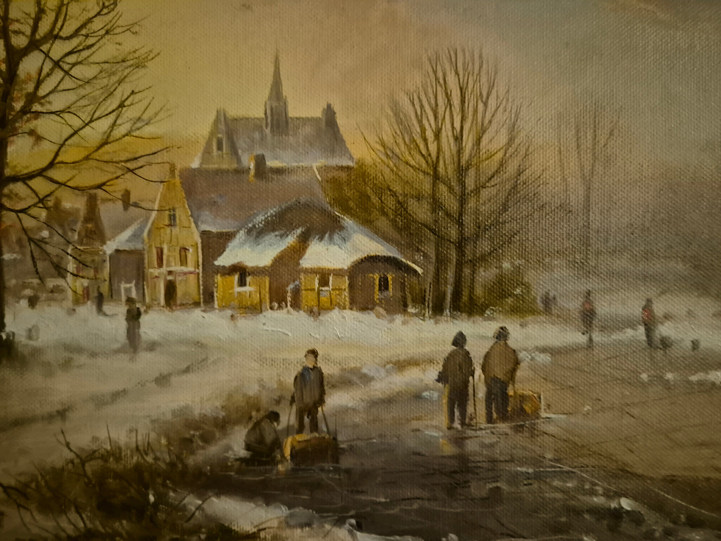 Helmut Kips (geb.1937) Ölgemälde Winterlandschaft mit kleinem Dorf