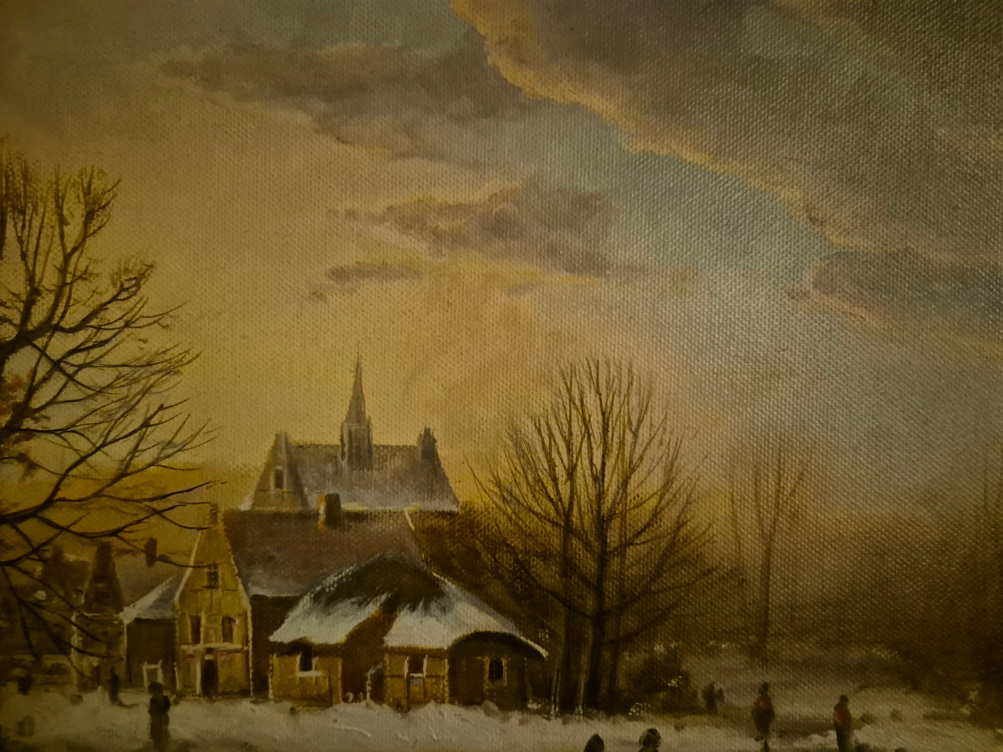 Helmut Kips (geb.1937) Ölgemälde Winterlandschaft mit kleinem Dorf