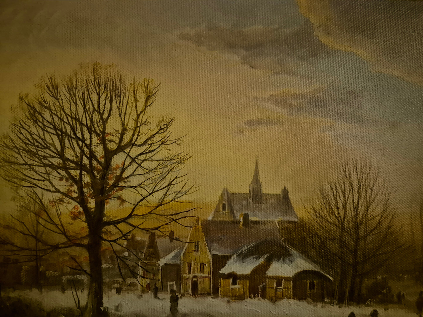 Helmut Kips (geb.1937) Ölgemälde Winterlandschaft mit kleinem Dorf