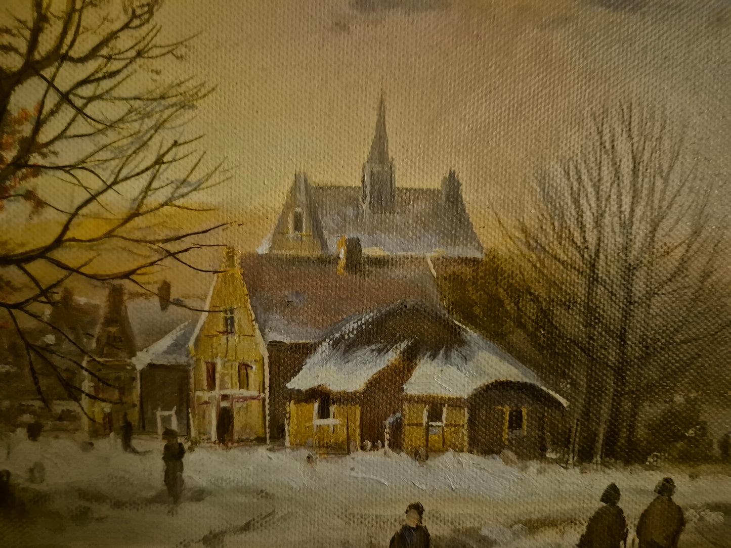Helmut Kips (geb.1937) Ölgemälde Winterlandschaft mit kleinem Dorf