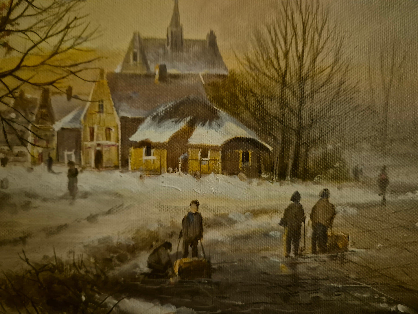 Helmut Kips (geb.1937) Ölgemälde Winterlandschaft mit kleinem Dorf