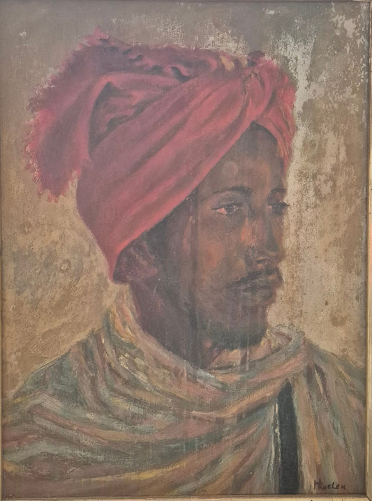 Ölgemälde Portaitmalerei Mann mit Turban Handsigniert Datiert H. Raelen