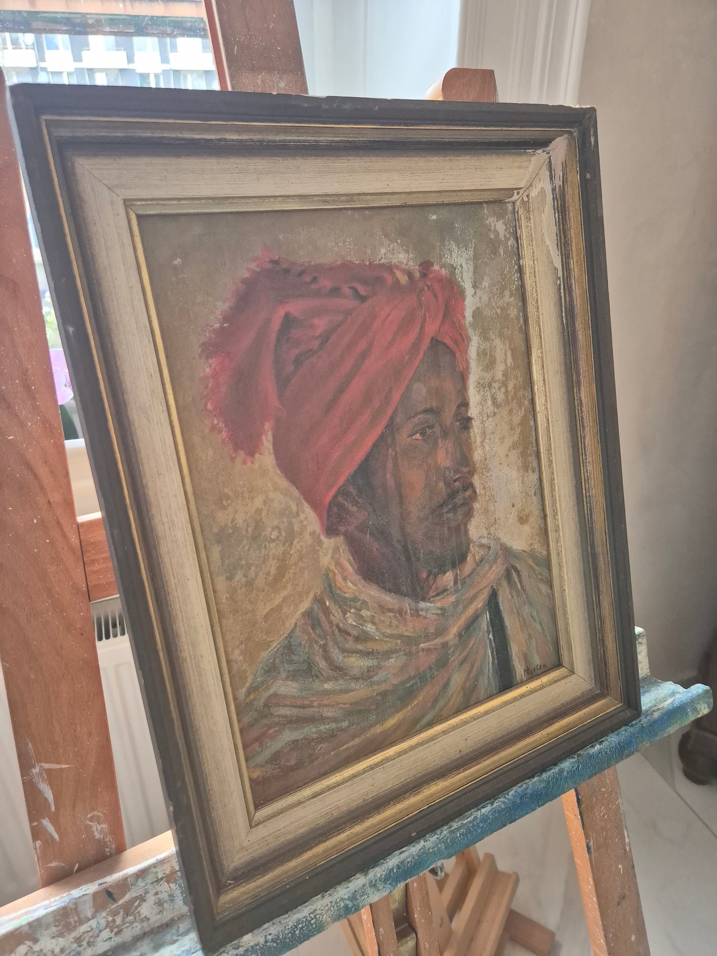 Ölgemälde Portaitmalerei Mann mit Turban Handsigniert Datiert H. Raelen