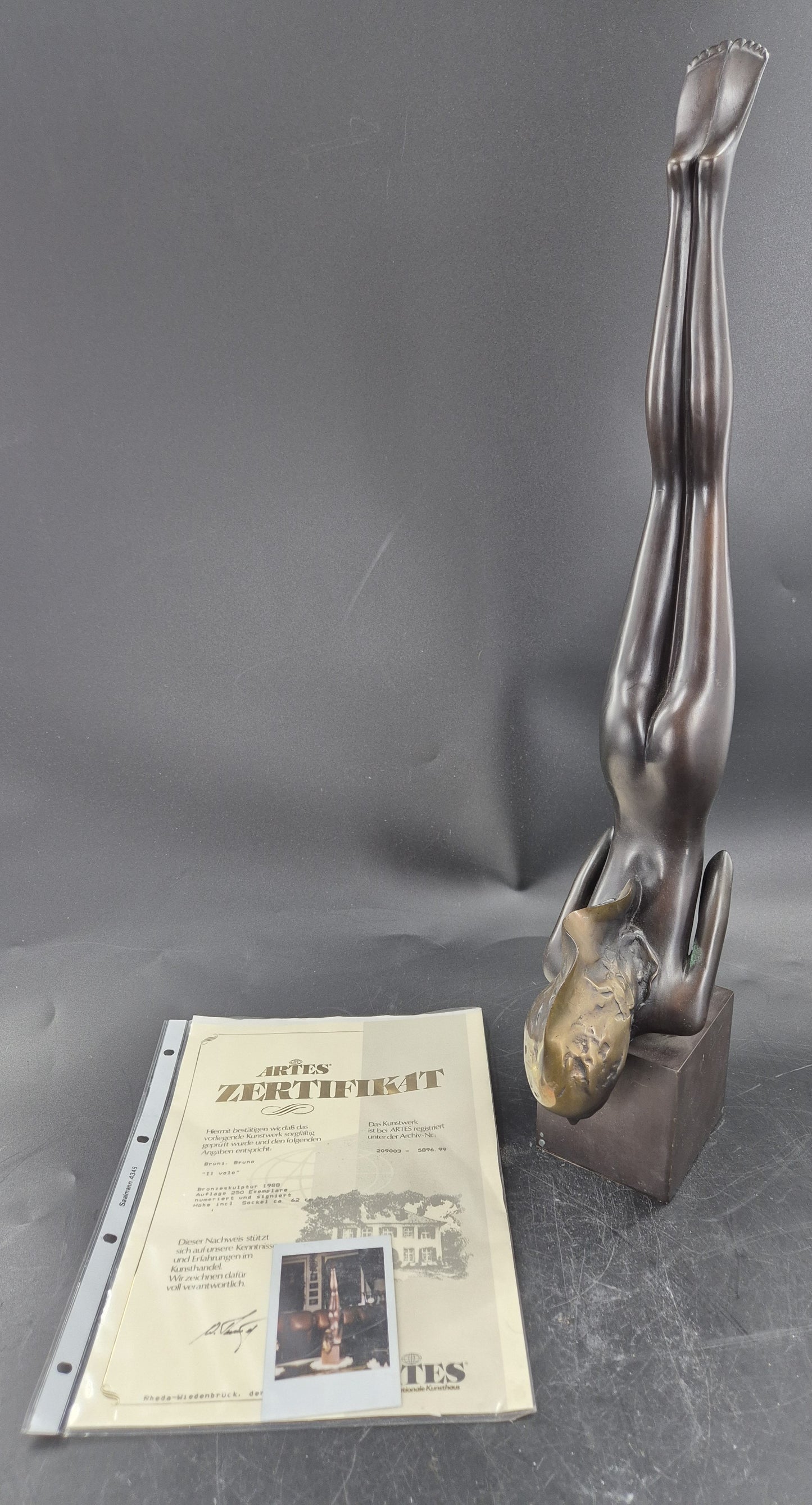 Bruno Bruni (1935) Bronze Skulptur Il Volo Datierung 1988 Höhe 61cm