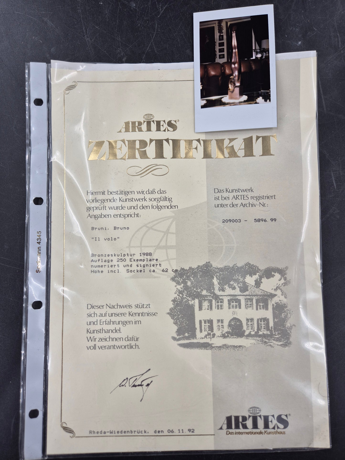 Bruno Bruni (1935) Bronze Skulptur Il Volo Datierung 1988 Höhe 61cm