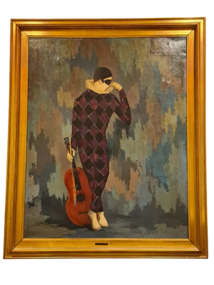 Jan Van Campenhout 1907-1972 Ölgemälde Portait "Musikant" 120x100cm
