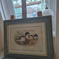 Entenpaar Vintage Grafik Lithographie 1980er Gerahmt hinter Glas