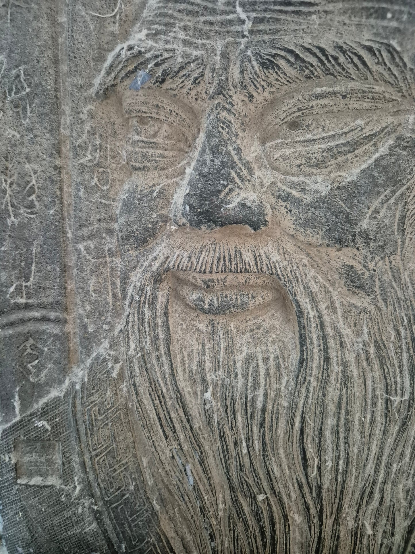 Antike Steinrelief Platte Porträt eines Asiatischen Meisters Gelehrten