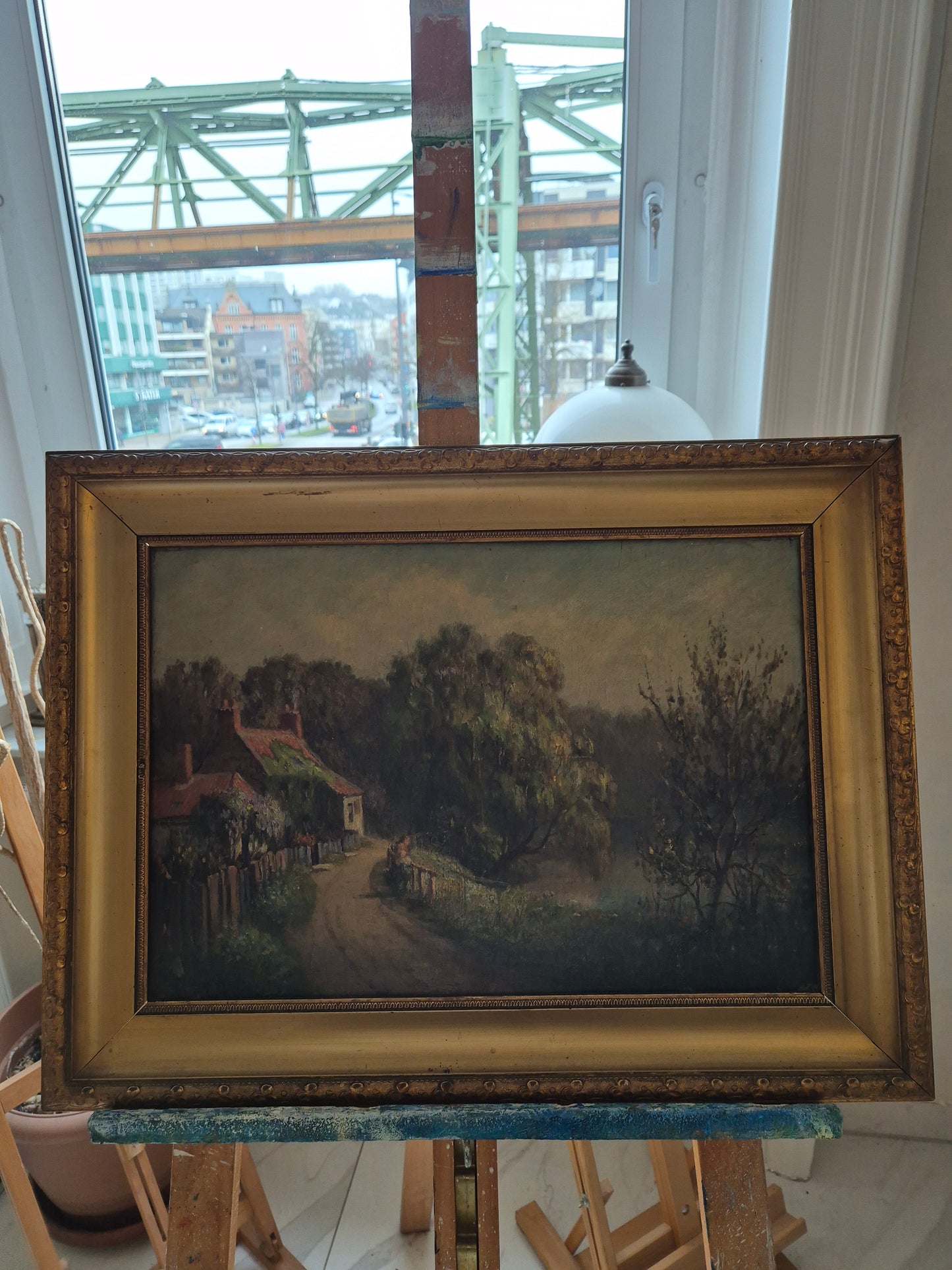 Ölgemälde Europäische Schule (XX) Landschaft mit kleinem Häusschen