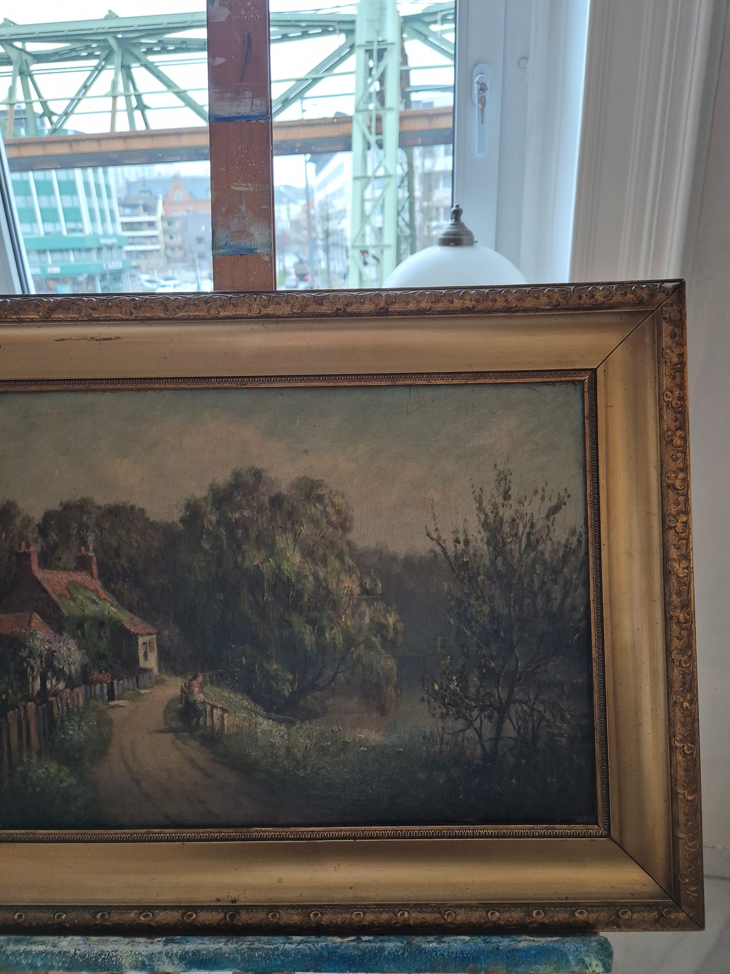 Ölgemälde Europäische Schule (XX) Landschaft mit kleinem Häusschen