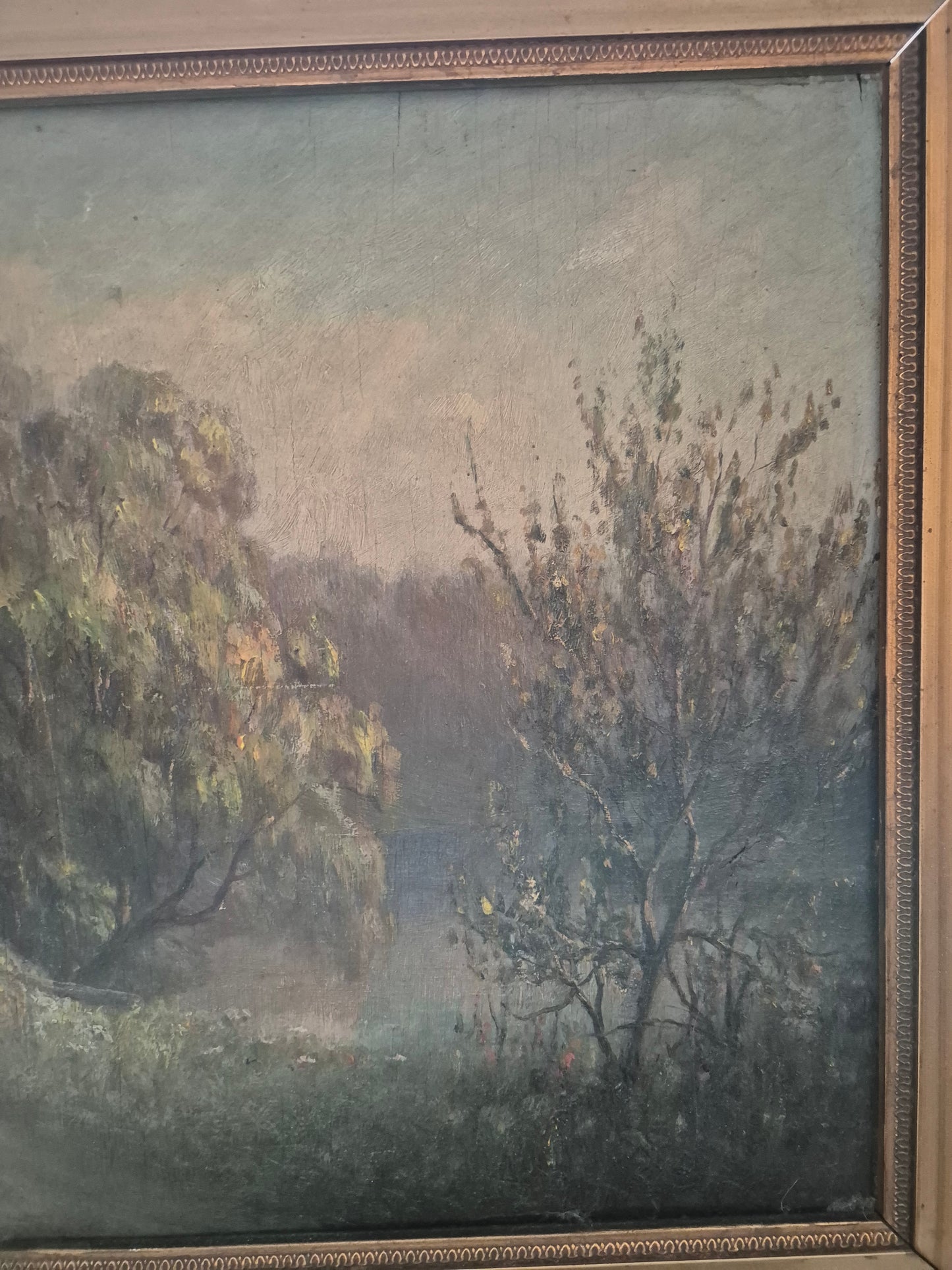 Ölgemälde Europäische Schule (XX) Landschaft mit kleinem Häusschen