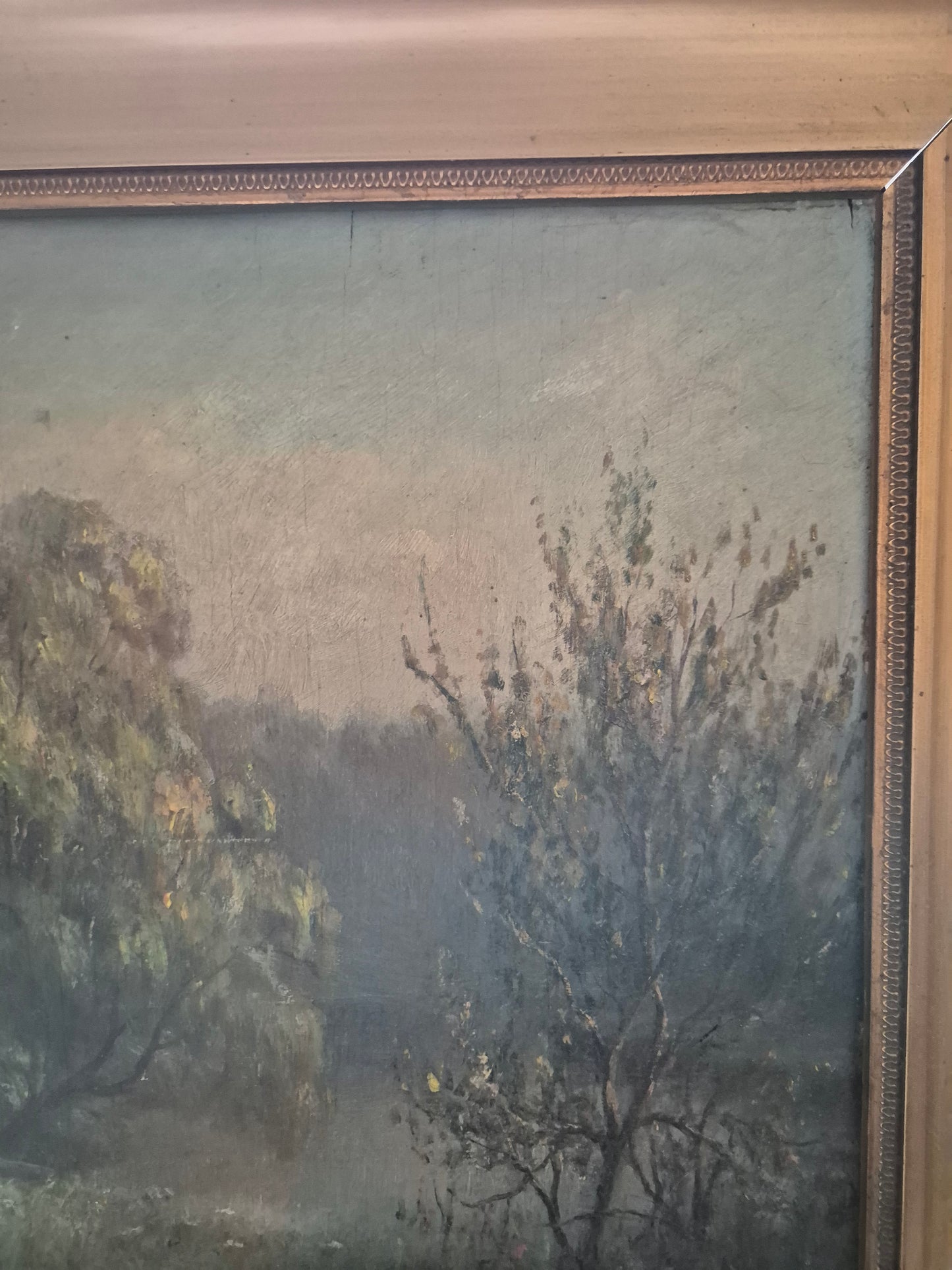 Ölgemälde Europäische Schule (XX) Landschaft mit kleinem Häusschen