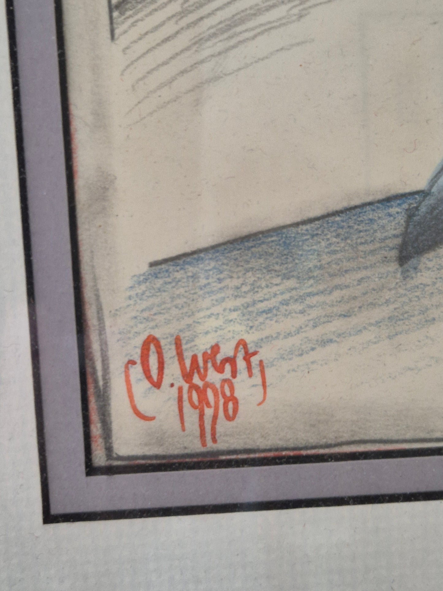 Ole West (XX) Aquarell Malerei Handsigniert Datiert 1998 zwei Fischköpfe