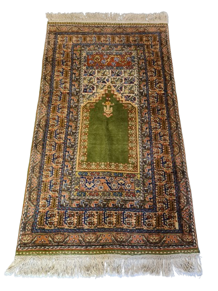 Seidenteppich Orientteppich Handgeknüpfter Teppich Kayseri Mihrab 160x91cm