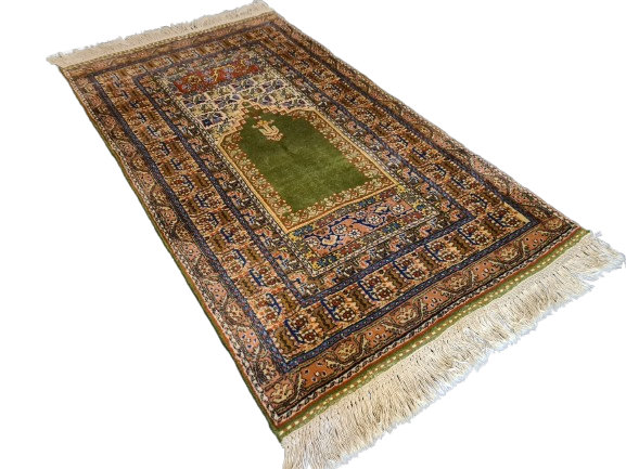 Seidenteppich Orientteppich Handgeknüpfter Teppich Kayseri Mihrab 160x91cm