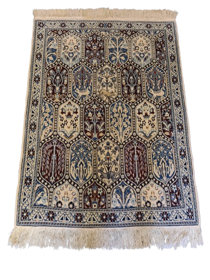 Perserteppich Orientteppich Handgeknüpfter Teppich Nain mit Seide 133x94cm
