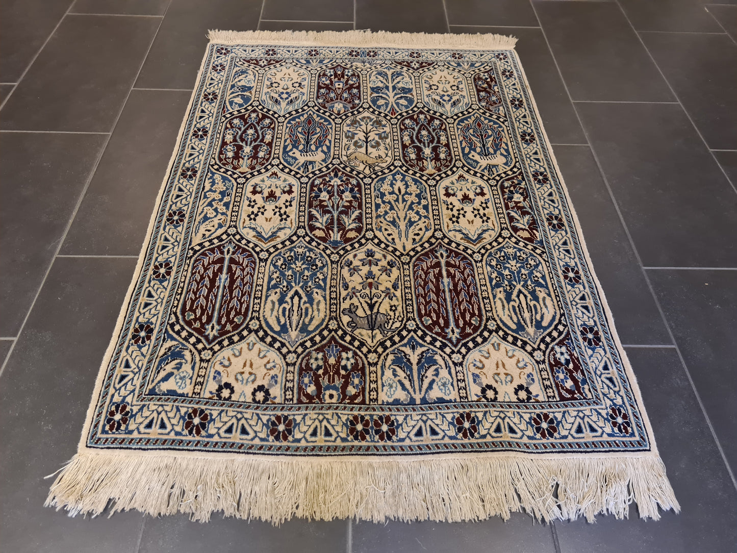 Perserteppich Orientteppich Handgeknüpfter Teppich Nain mit Seide 133x94cm