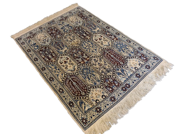 Perserteppich Orientteppich Handgeknüpfter Teppich Nain mit Seide 133x94cm