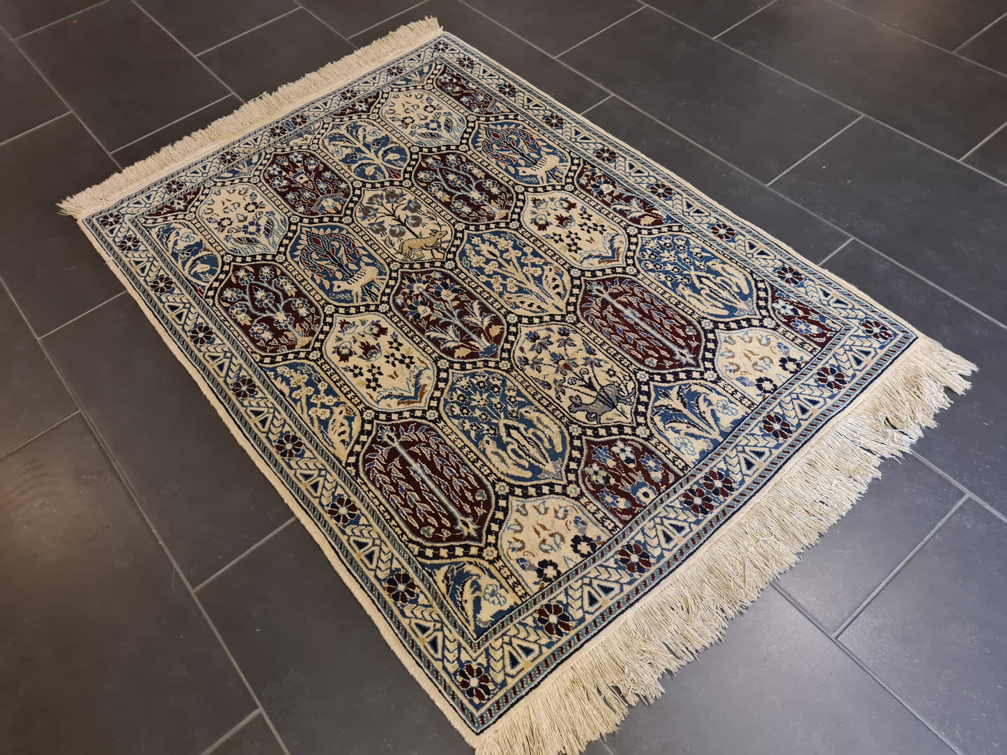 Perserteppich Orientteppich Handgeknüpfter Teppich Nain mit Seide 133x94cm