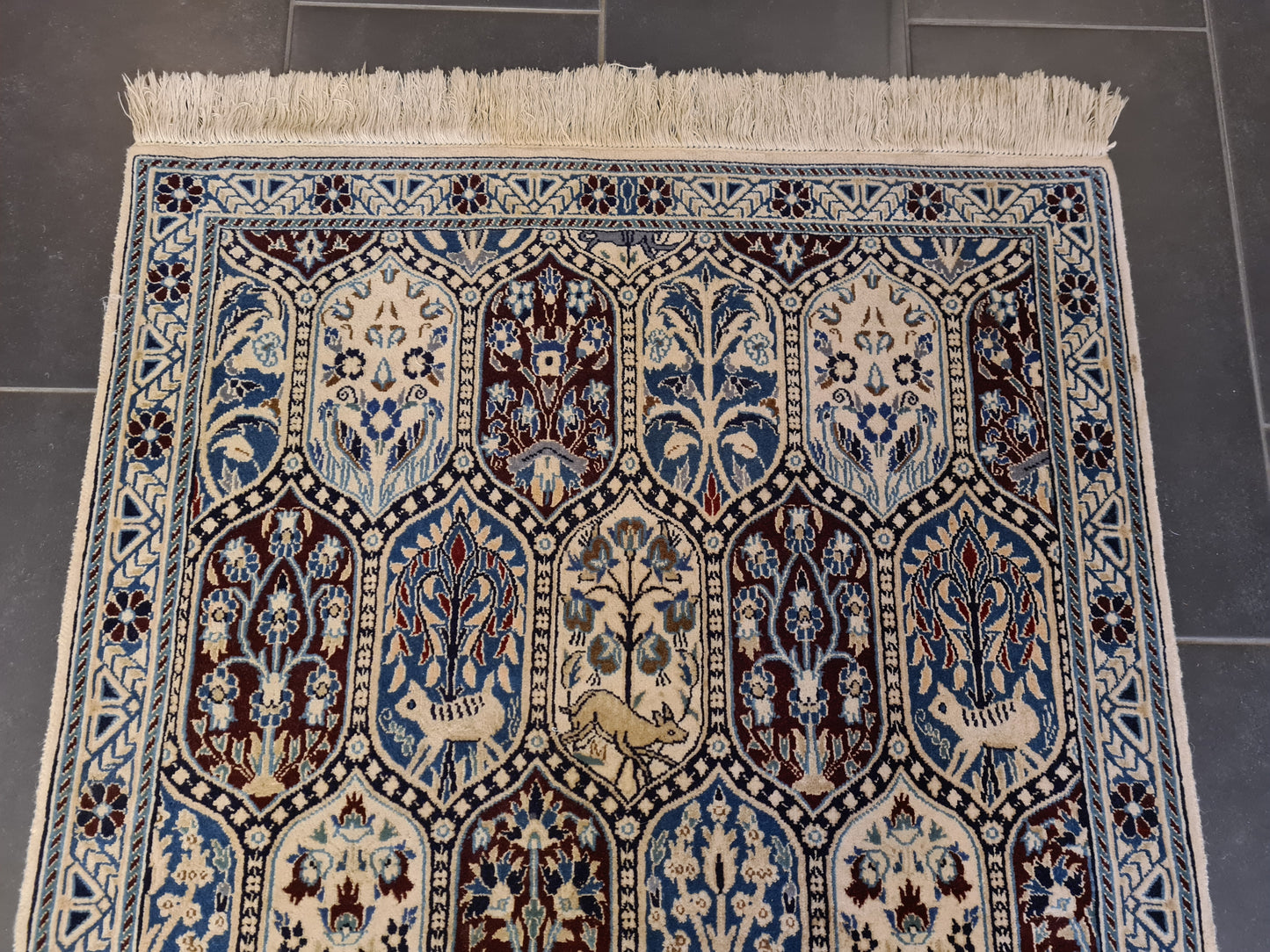 Perserteppich Orientteppich Handgeknüpfter Teppich Nain mit Seide 133x94cm