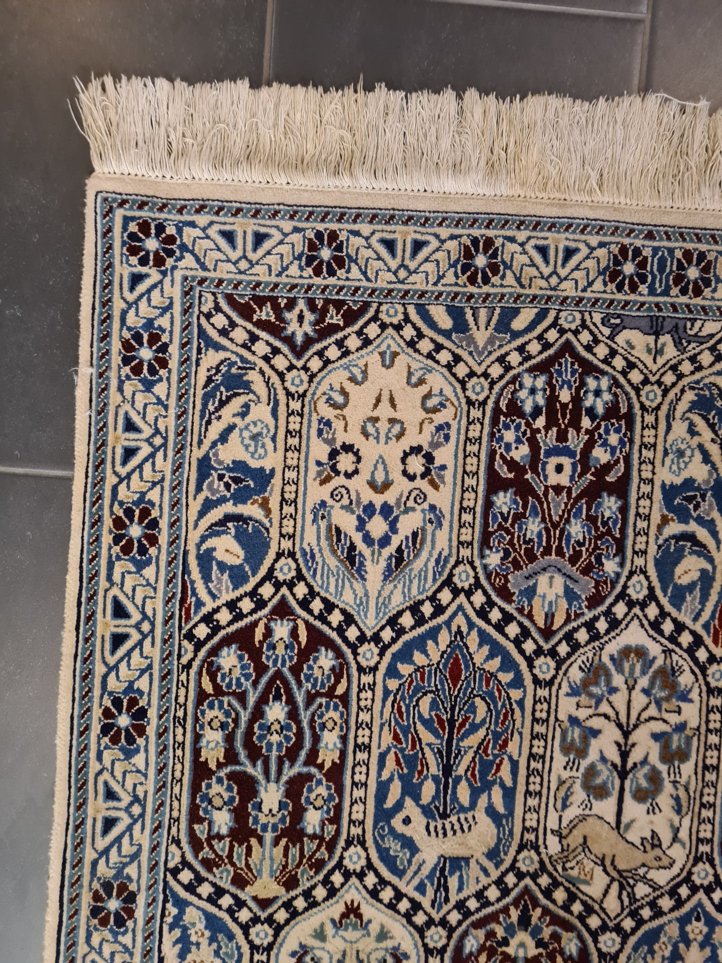 Perserteppich Orientteppich Handgeknüpfter Teppich Nain mit Seide 133x94cm