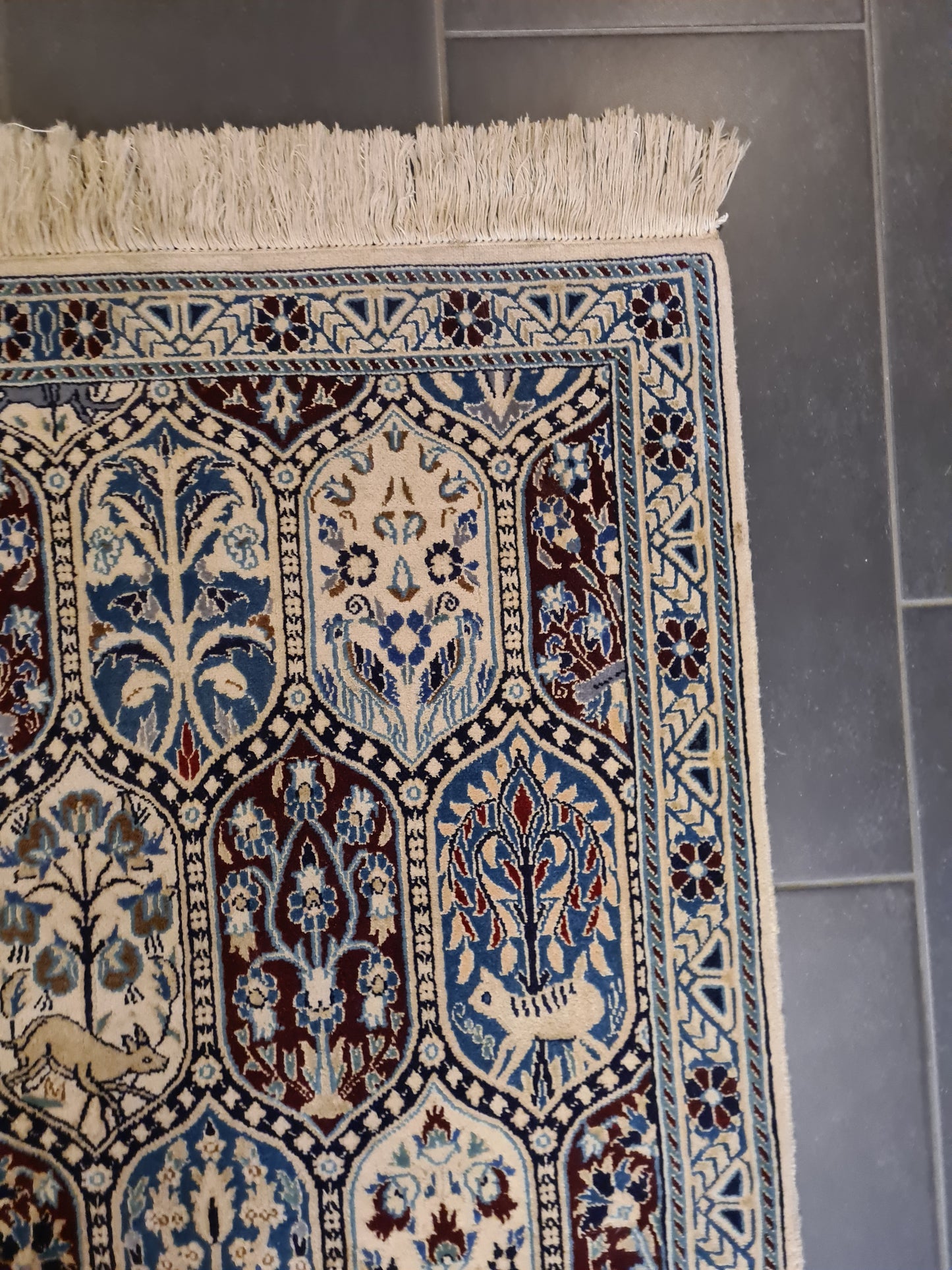 Perserteppich Orientteppich Handgeknüpfter Teppich Nain mit Seide 133x94cm