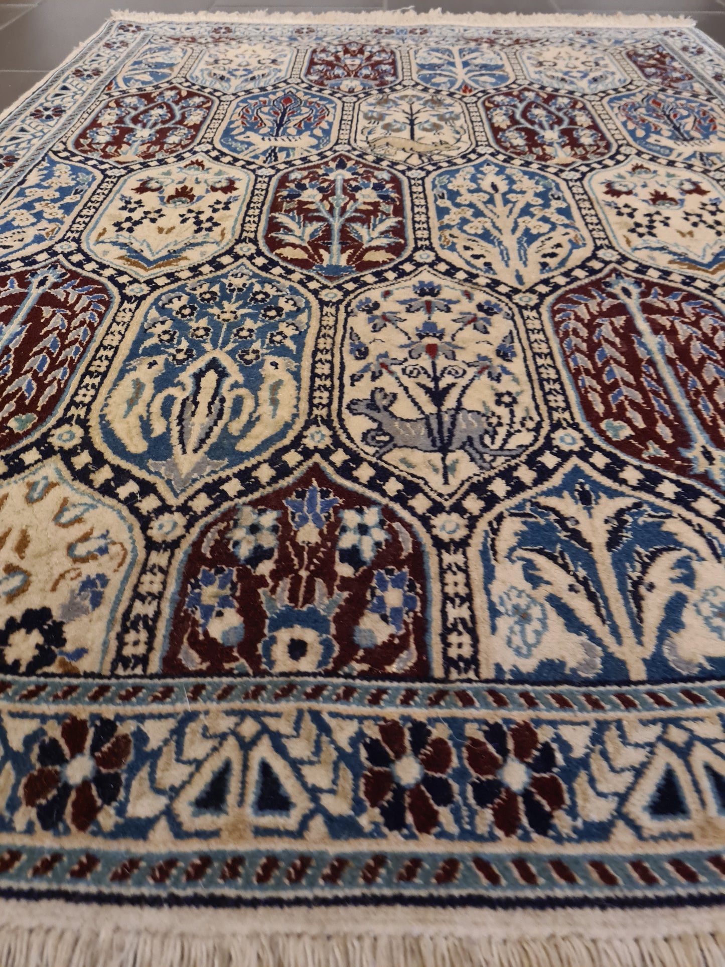 Perserteppich Orientteppich Handgeknüpfter Teppich Nain mit Seide 133x94cm