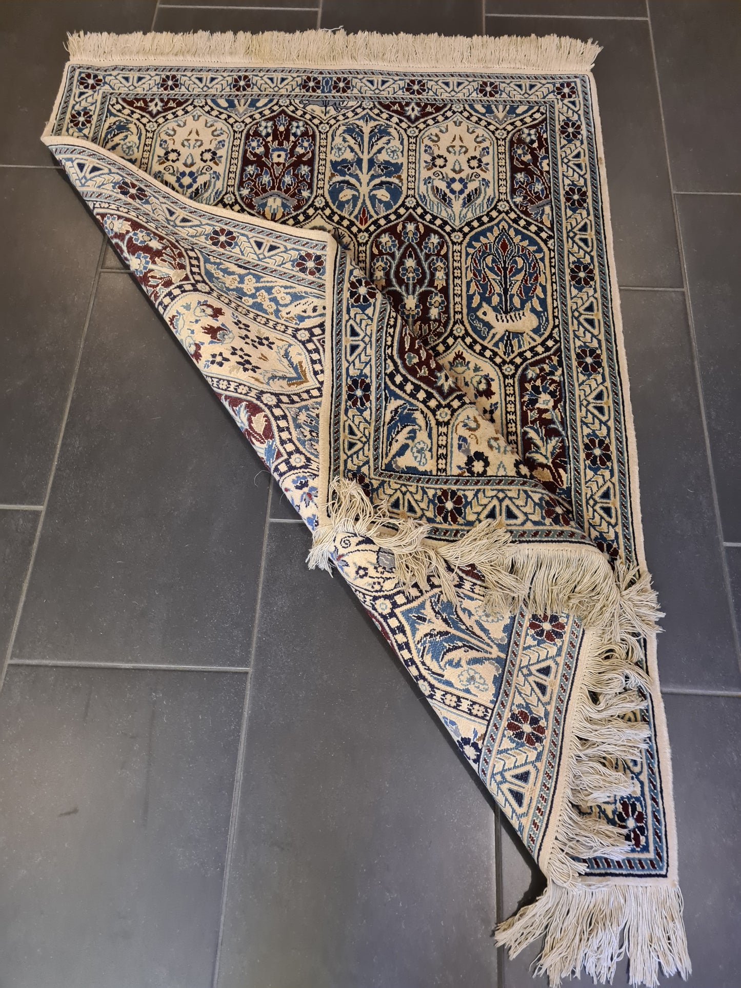 Perserteppich Orientteppich Handgeknüpfter Teppich Nain mit Seide 133x94cm