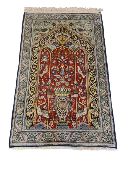 Perserteppich Orientteppich Handgeknüpfter Ghoum Lebensbaum 130x80cm