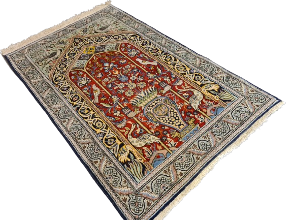 Perserteppich Orientteppich Handgeknüpfter Ghoum Lebensbaum 130x80cm