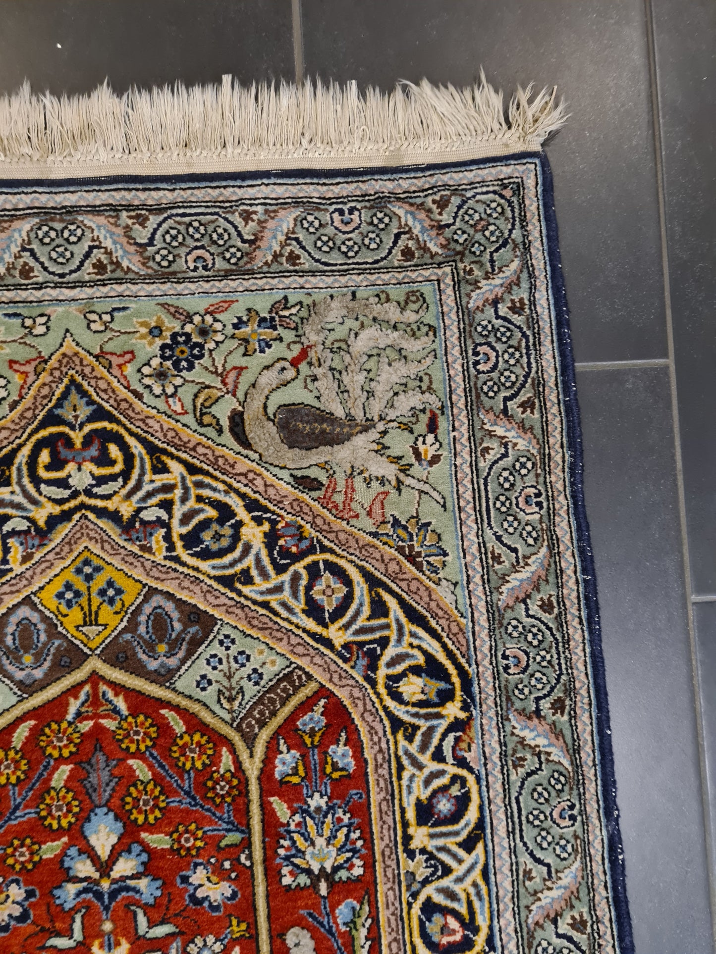 Perserteppich Orientteppich Handgeknüpfter Ghoum Lebensbaum 130x80cm