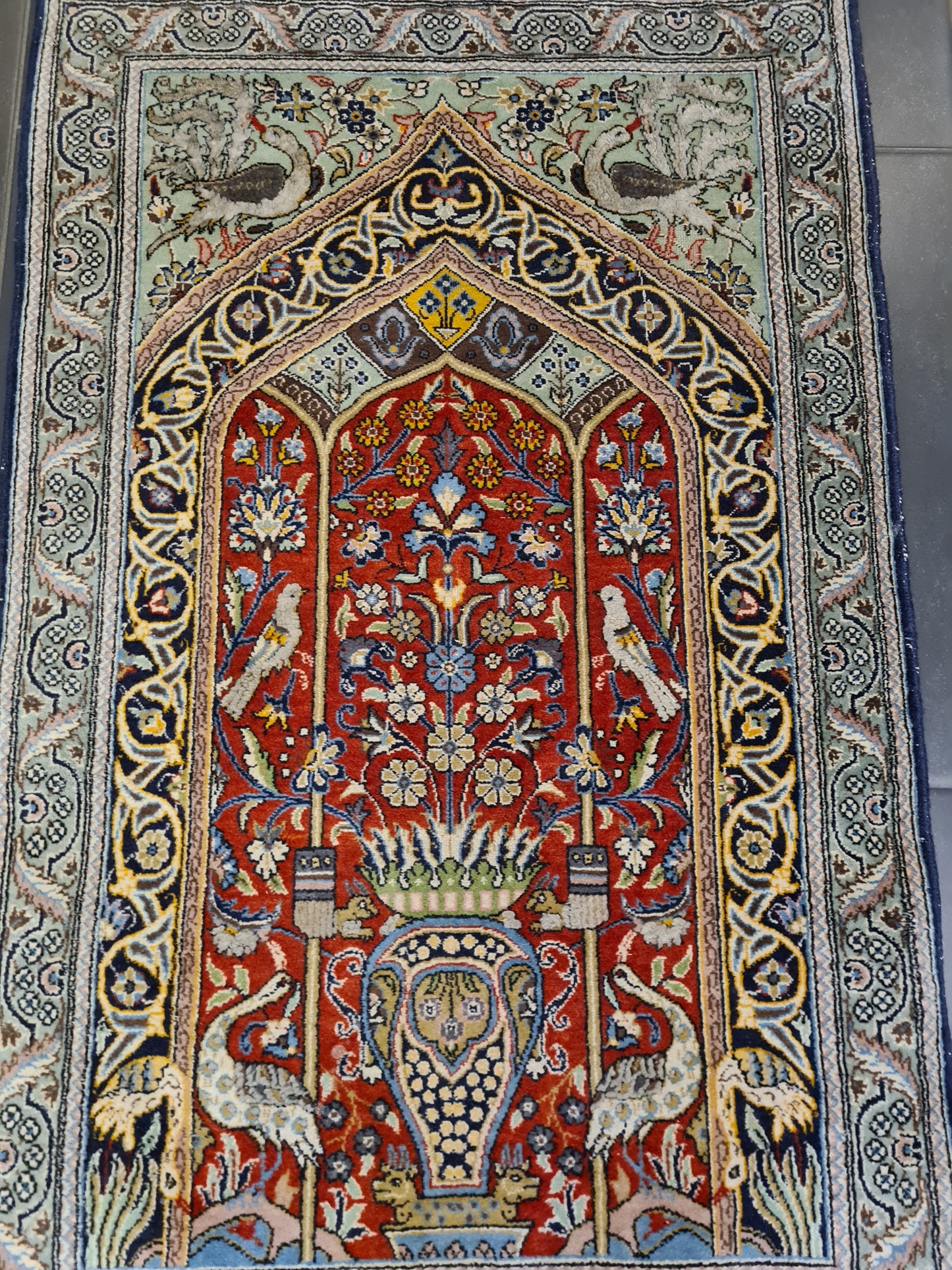 Perserteppich Orientteppich Handgeknüpfter Ghoum Lebensbaum 130x80cm