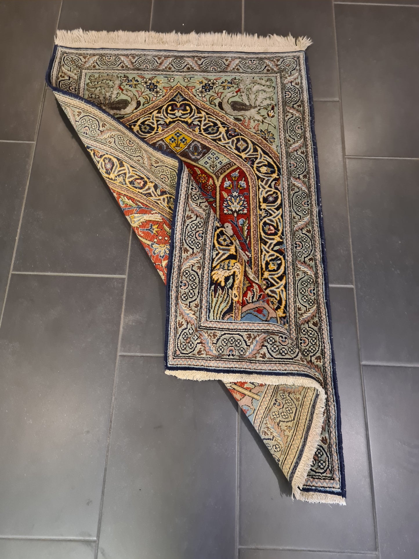 Perserteppich Orientteppich Handgeknüpfter Ghoum Lebensbaum 130x80cm