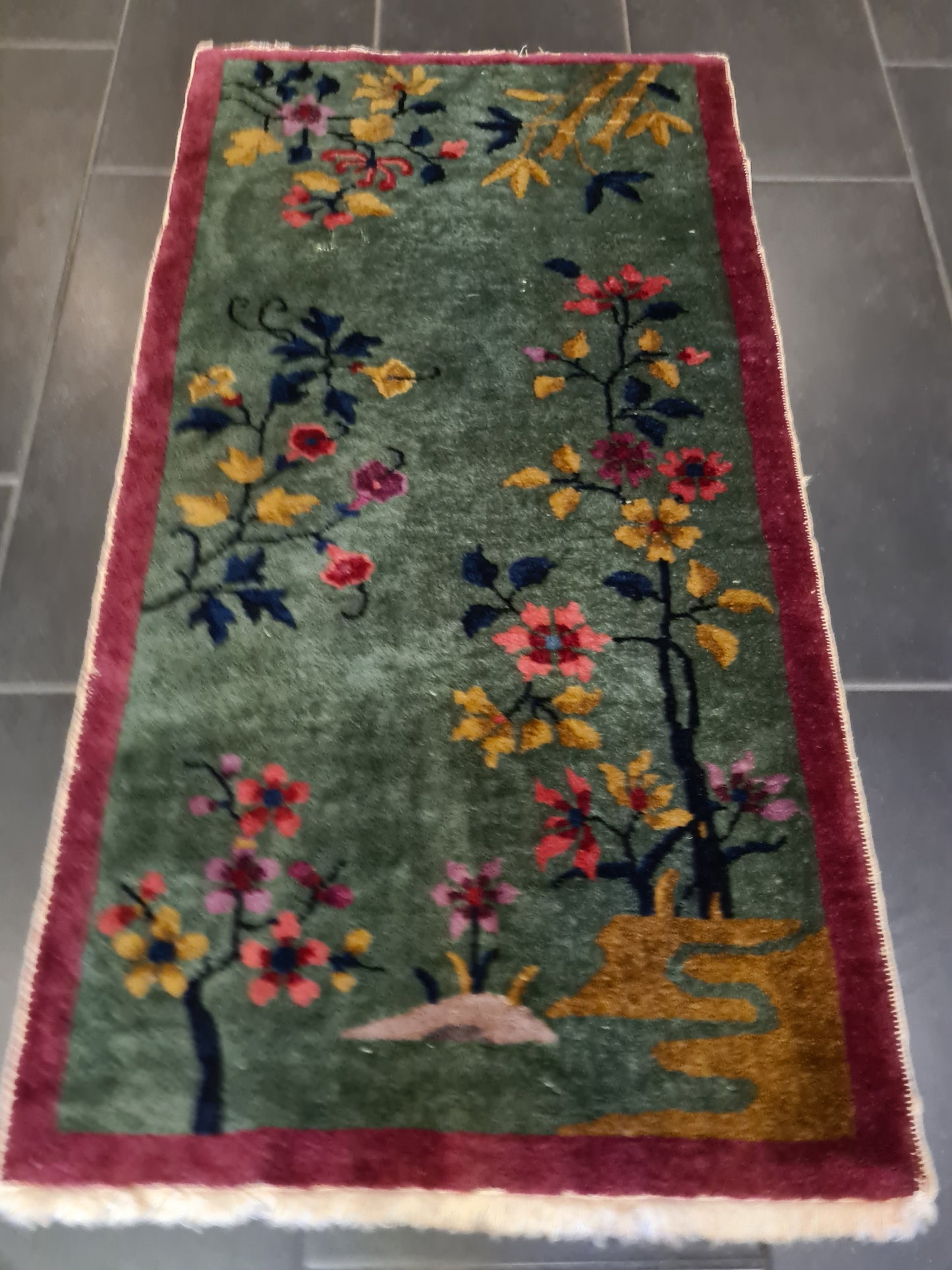 Handgeknüpfter Orientteppich China Peking Antiker Teppich art déco 117x63cm